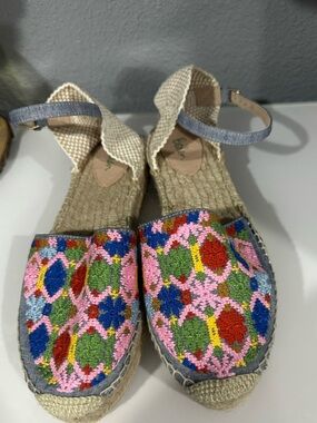 New Without Tags! Boden Espadrilles Jute Embroidered Platforms Sz 41 Spain 10